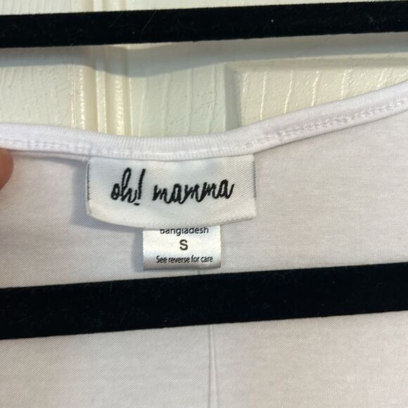 OH MAMMA Size Small White Maternity T-Shirt Crewneck NWT Stretch Postpartum - Picture 3 of 8